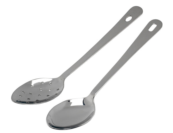 Genware Stainless Steel Perforated Serving Spoon Hanging Hole 35.6cm