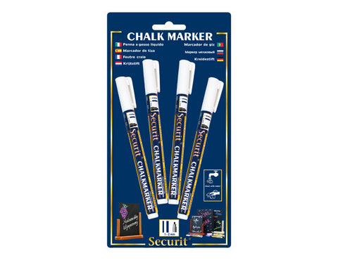 Genware Chalkmarkers 4 Pack White - Small