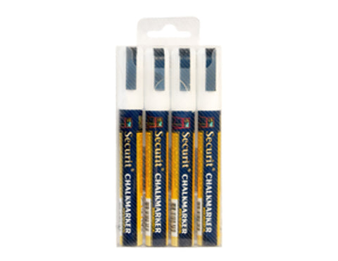 Genware Chalkmarkers 4 Pack White - Medium
