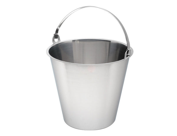 Genware Stainless Steel Plain Base Bucket 10 Litre