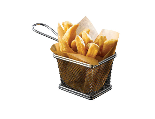 Genware Stainless Steel Rectangular Basket 13x10x9cm