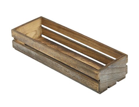 Genware Wooden Crate - Rustic 34x12x7cm