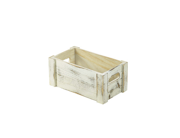 Genware Wooden Crate - Whitewashed 27x16x12cm