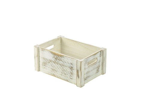 Genware Wooden Crate - Whitewashed 34x23x15cm