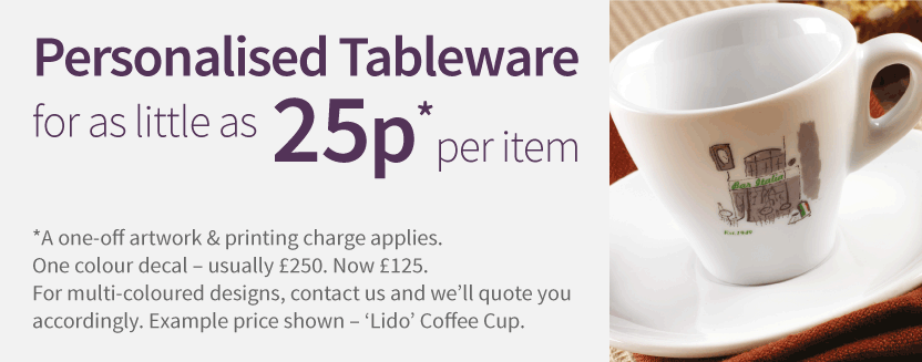 Personalised Tableware for as little as 25p per item